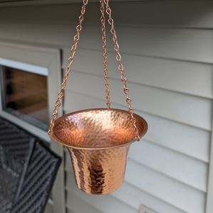 Vintage Hammered Copper Small 3 Chain Hanging Planter
